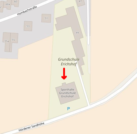 Eingang der Erichshofer Sporthalle (Quelle: OpenStreetMap)