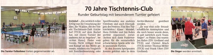 Kreiszeitung vom 24.09.2019 -70 Jahre Tischtennisclub-
