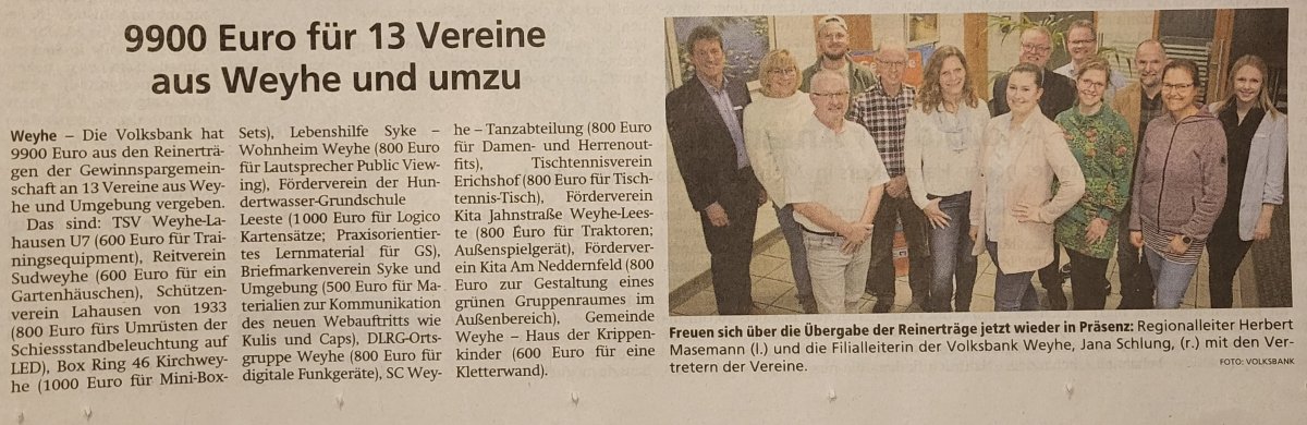 20230213 Kreiszeitung 9900 Euro fuer 13
Vereine