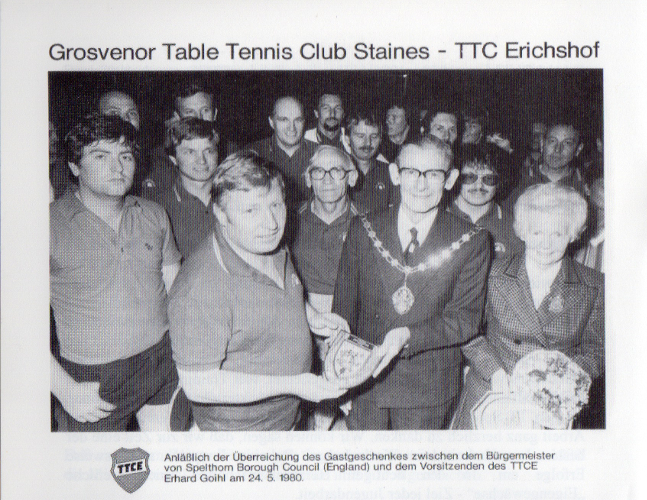 Besuch zwischen Grosvenor Table Tennis Club Staines und TTC Erichshof am 24.05.1980