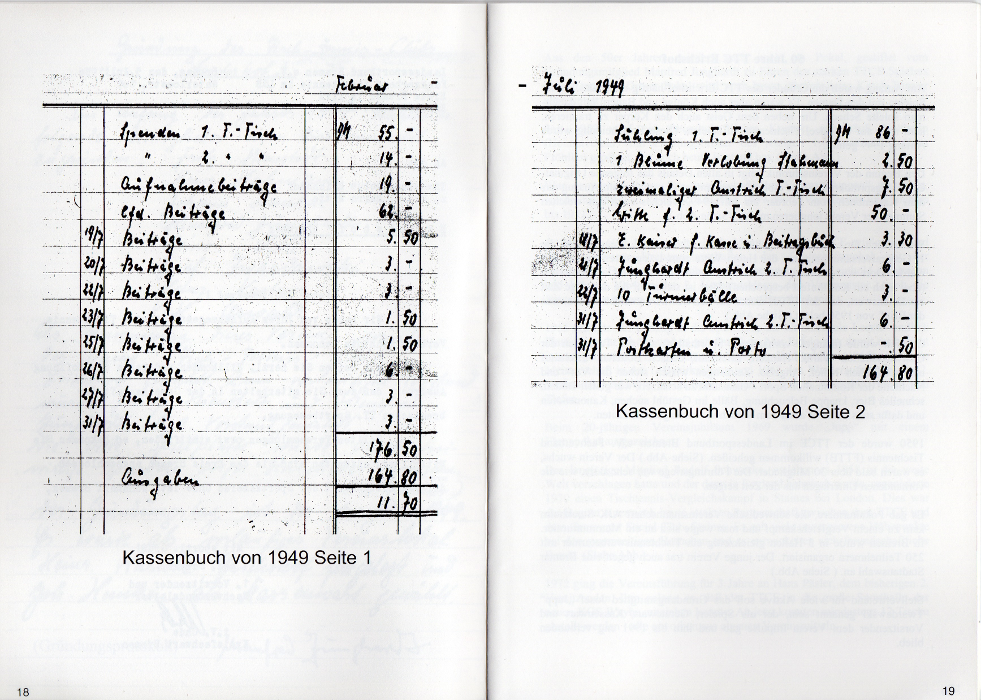 Kassenbuch des TTCE von 1949